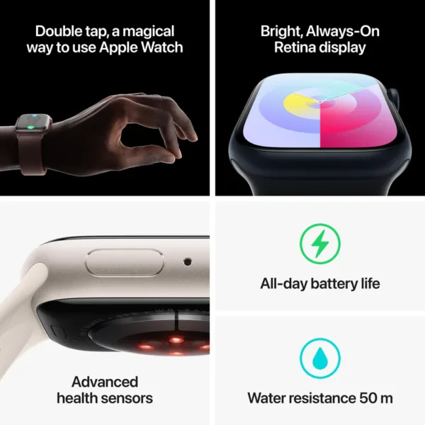 Apple Watch Series 9 [GPS 45mm] Smartwatch with Midnight Aluminum Case with Midnight Sport Band