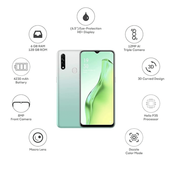 OPPO A31 – 128GB Storage, 6GB RAM, Single SIM – Fantasy White