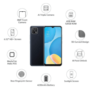 OPPO A15s – 128GB Storage, 4GB RAM, Single SIM – Dynamic Black