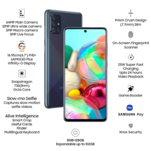 Samsung Galaxy A71 6GB RAM 128GB Storage Dual SIM – Prism Crush Black