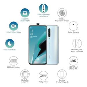 OPPO Reno 2Z – 256GB Storage, 8GB RAM, Single SIM – Sky White