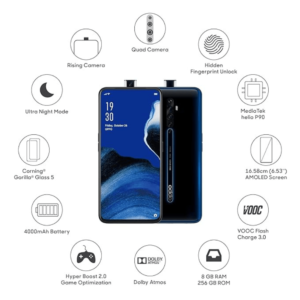 OPPO Reno 2Z – 256GB Storage, 8GB RAM, Single SIM – Luminous Black
