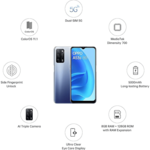 OPPO A53s – 128GB Storage, 6GB RAM, Single SIM – Crystal Blue